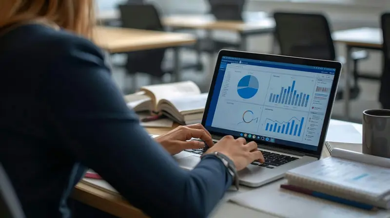 Manager reviewing an operations dashboard on a laptop